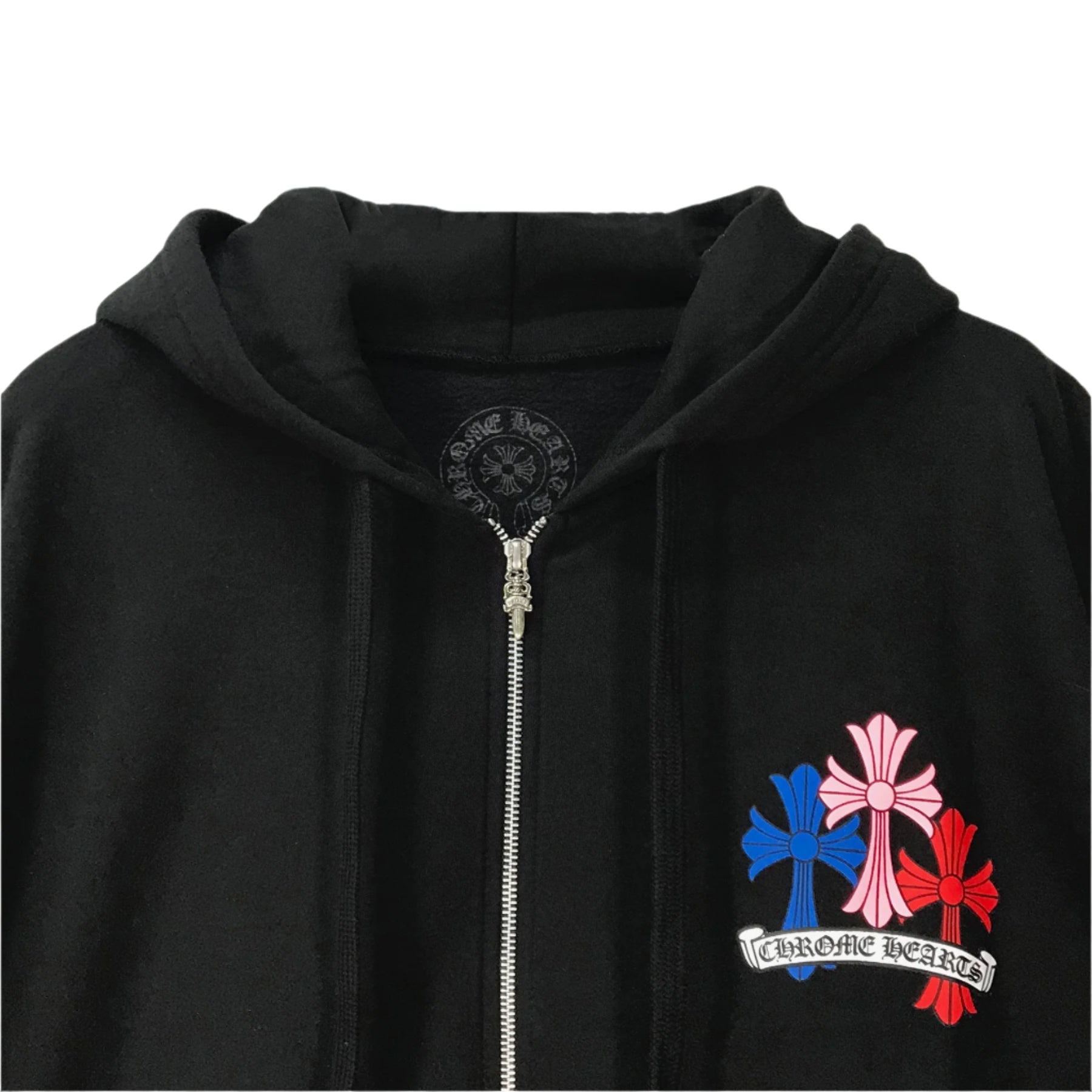 Chrome Hearts Multi-Color Cemetery Cross Logo Zip Up Hoodie