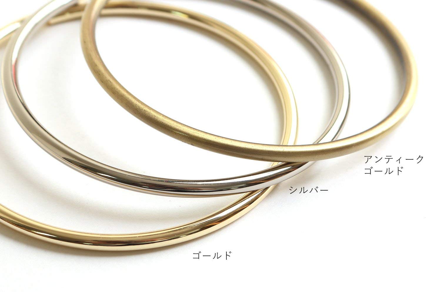 日本紐釦貿易 O型 金属持ち手 リングハンドル ゴールド 内径10cm 2本1