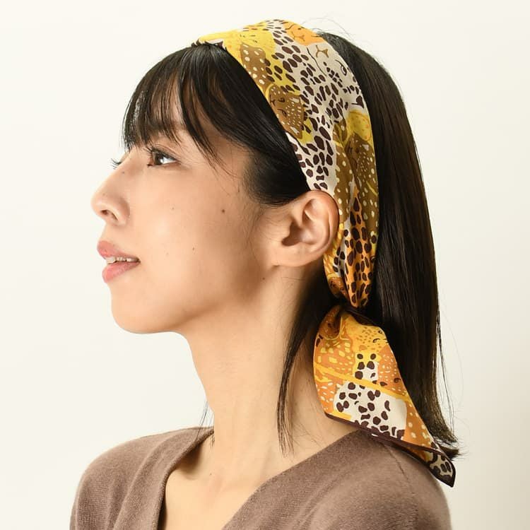 イヌイエディションズ スカーフ シルク×コットン アニマル柄