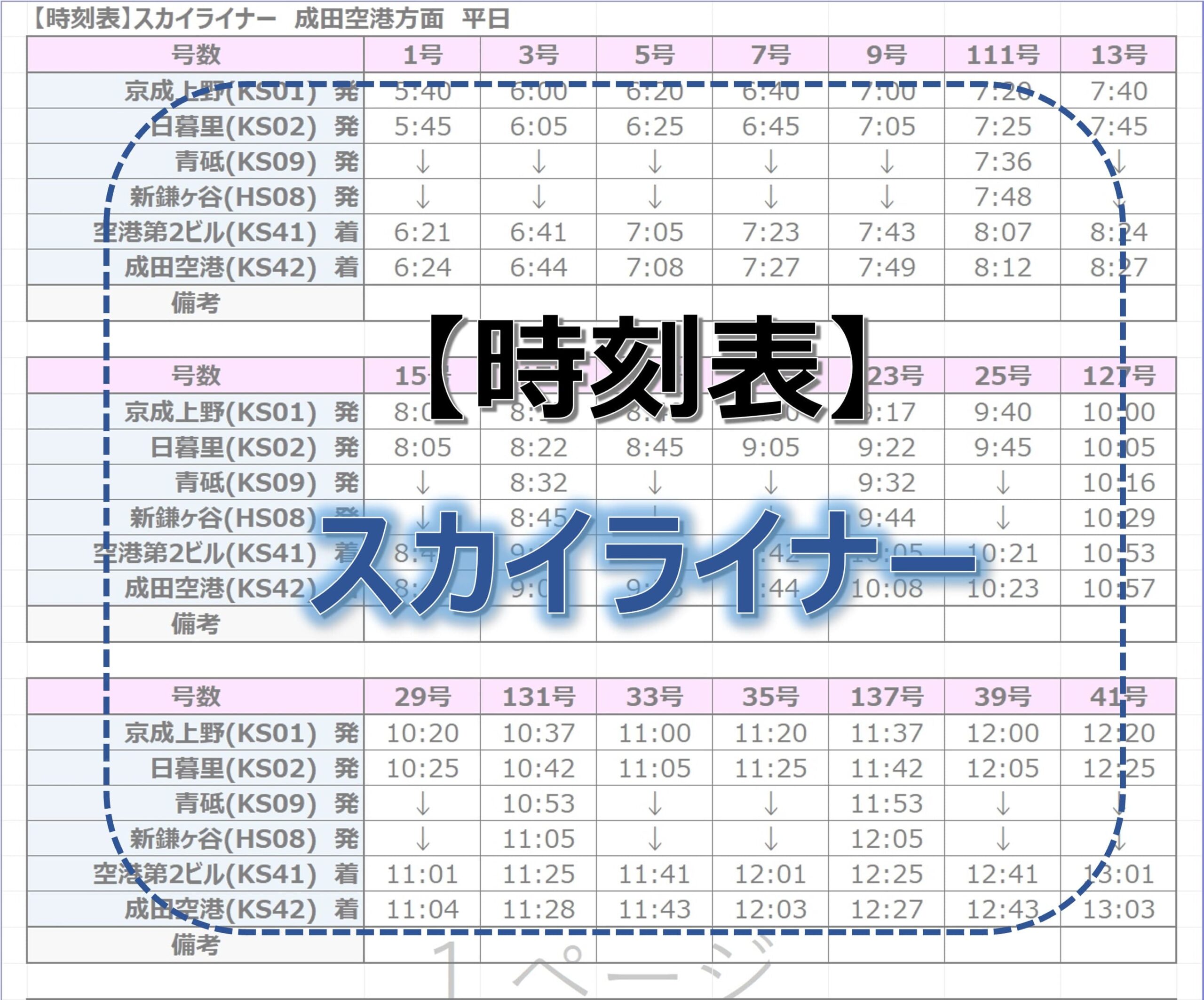時刻表】『スカイライナー』 全駅・全列車｜2026年最新版 | 新幹線研究