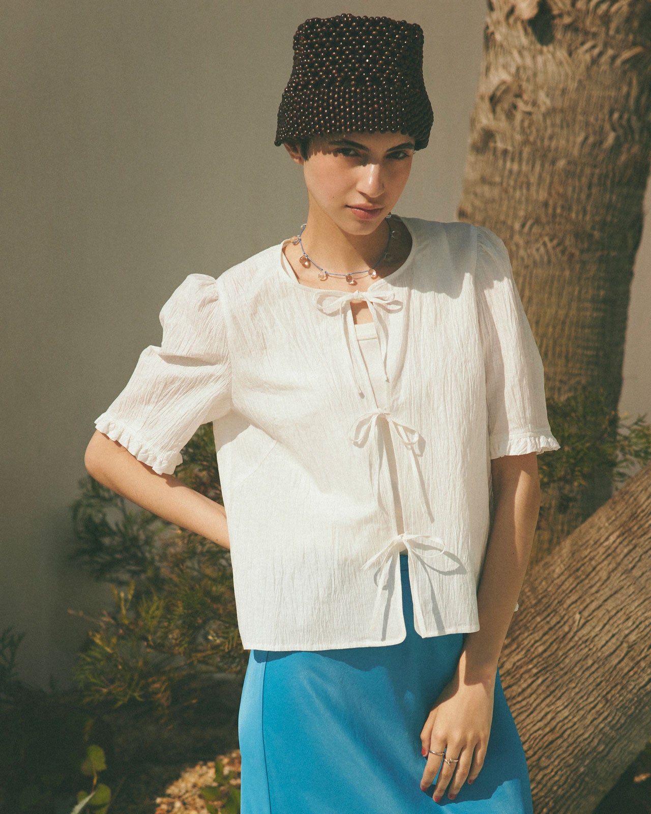 Shinzone（シンゾーン）】OPEN RIBBON BLOUSE