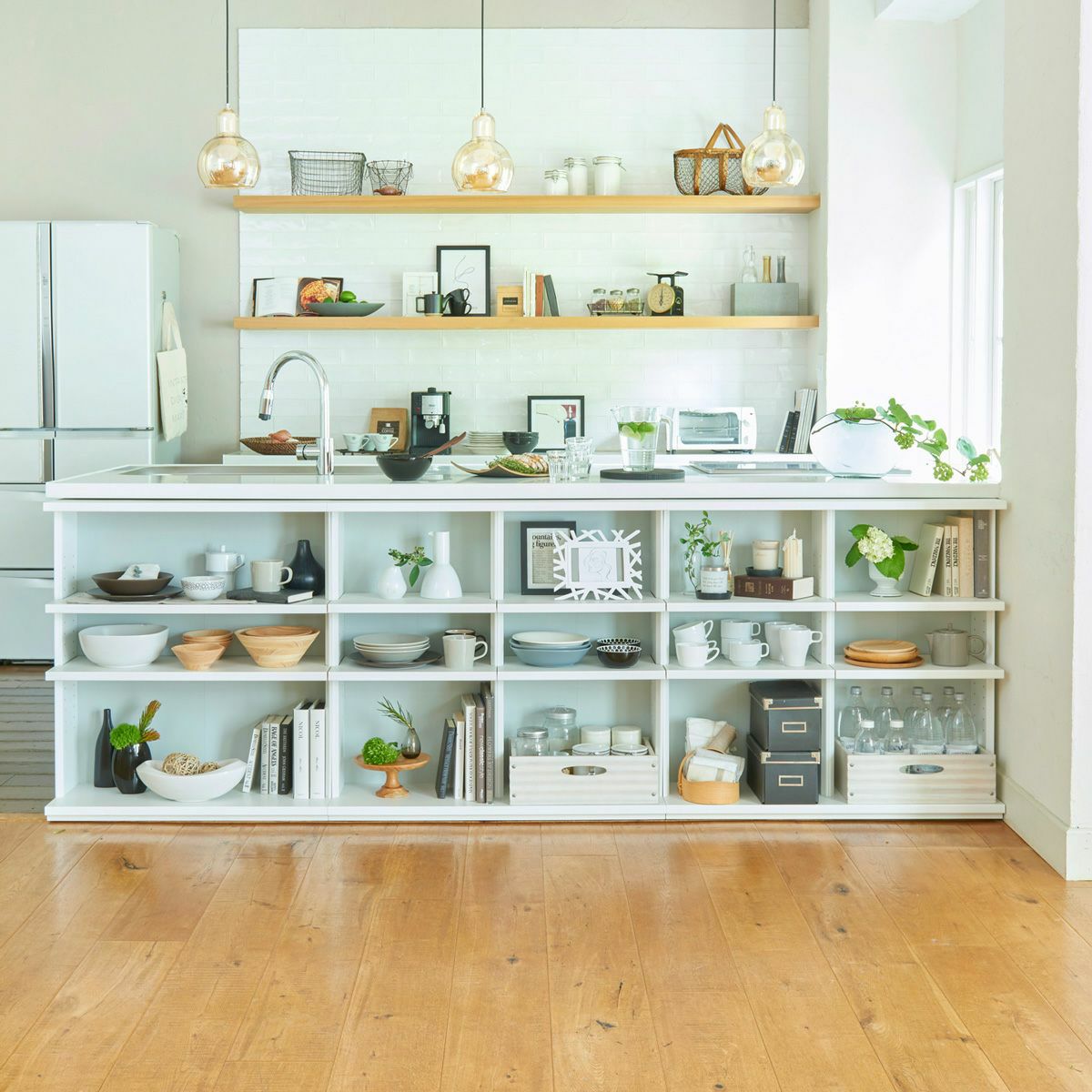 オープンラック 棚 幅90cm 高さ85cm ホワイト 白 カウンター下