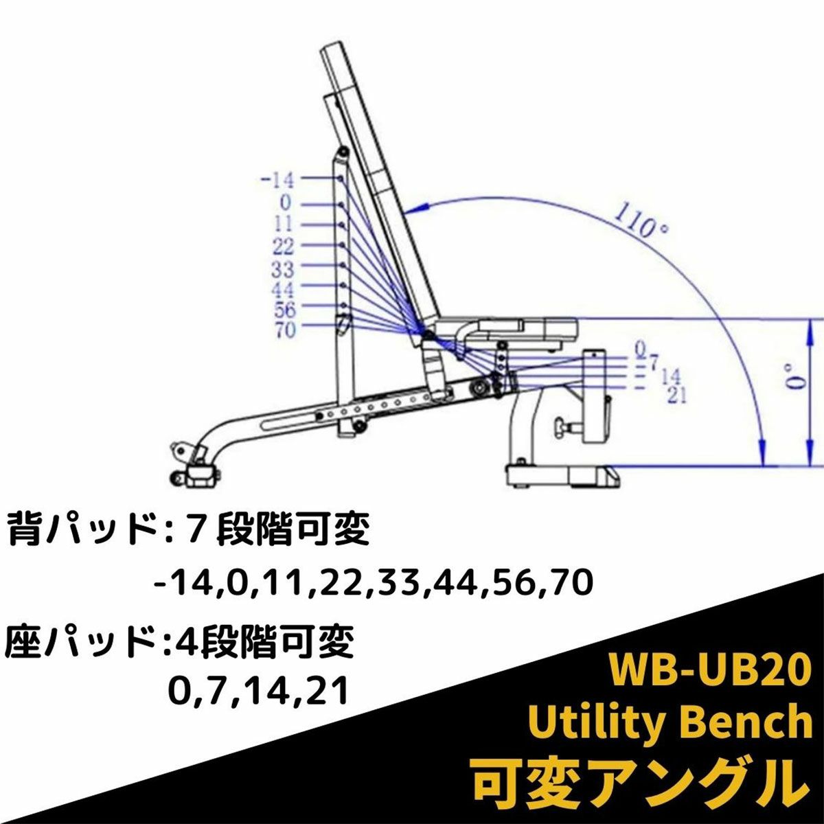 パワーテック トレーニング ギア ユーティリティベンチ 黒 WB-UB20