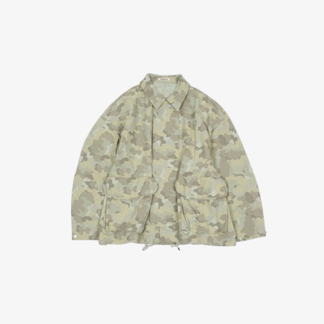 AURALEE WASHED FINX CAMOFLAGE TWILL GABARDINE BLOUSON LIGHT GREEN