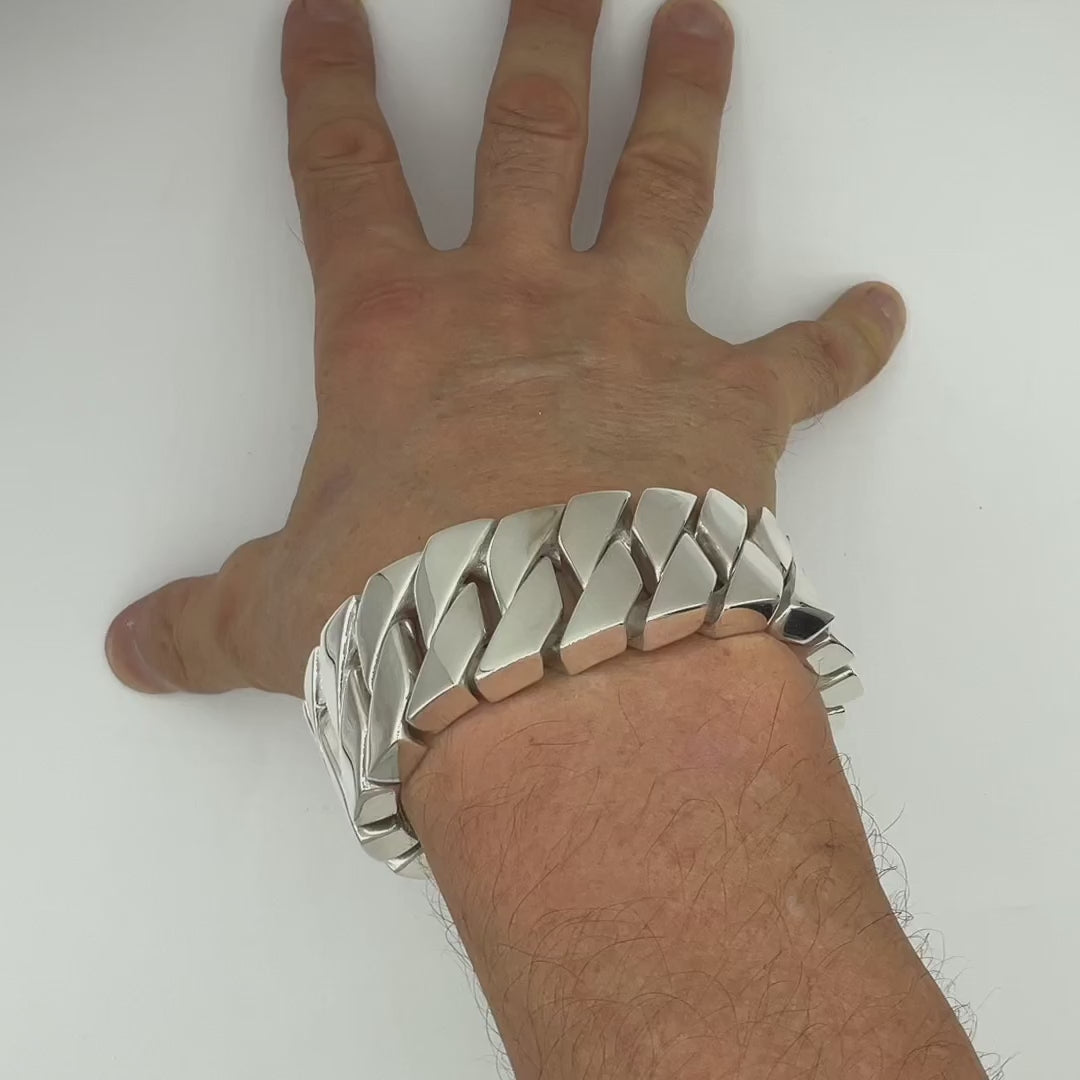 1KG Silver Curb Bracelet 45mm Wide | World's Heaviest | SilverWow™