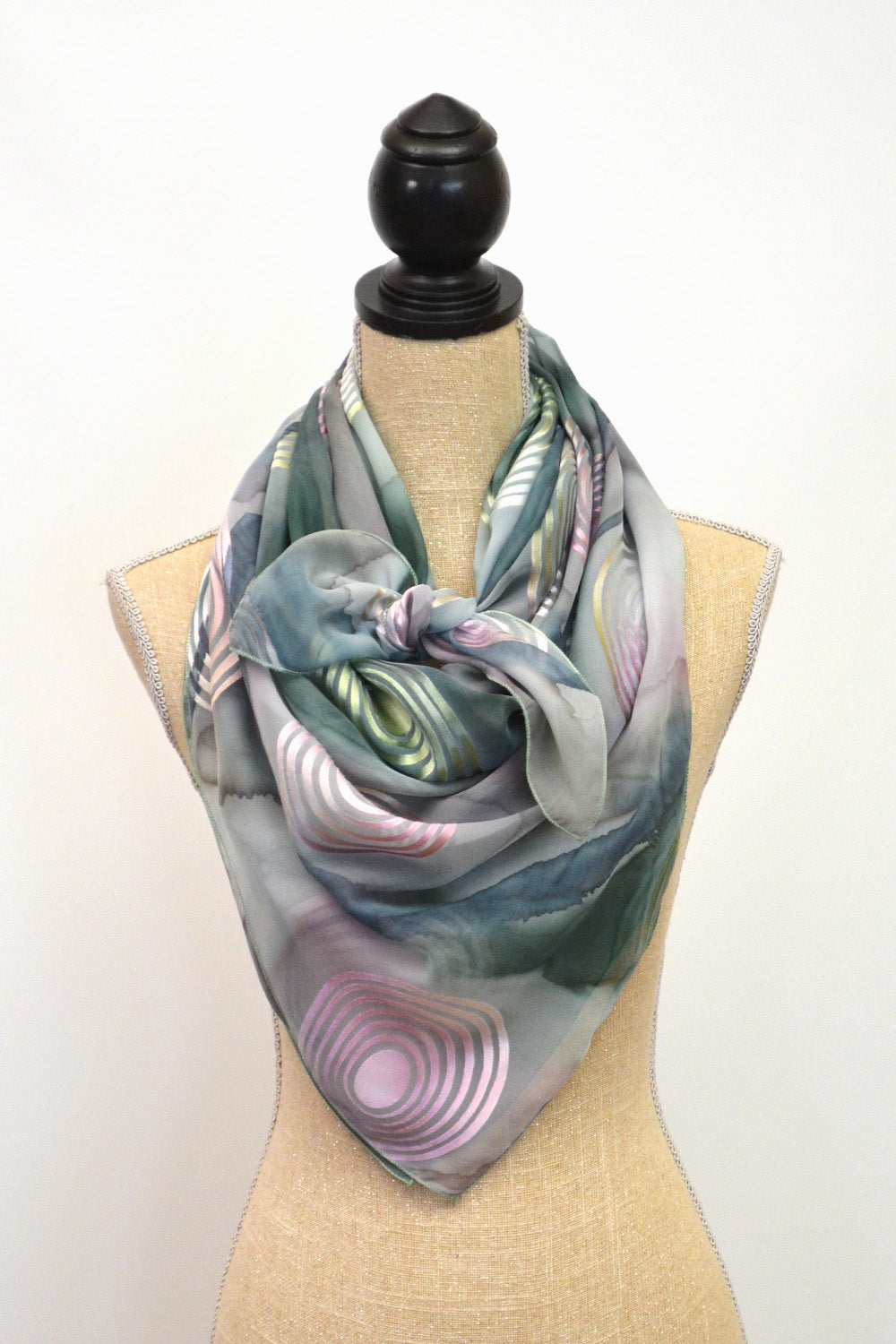Large Square Etched Satin Scarf | Hand-Painted Silk by Silk