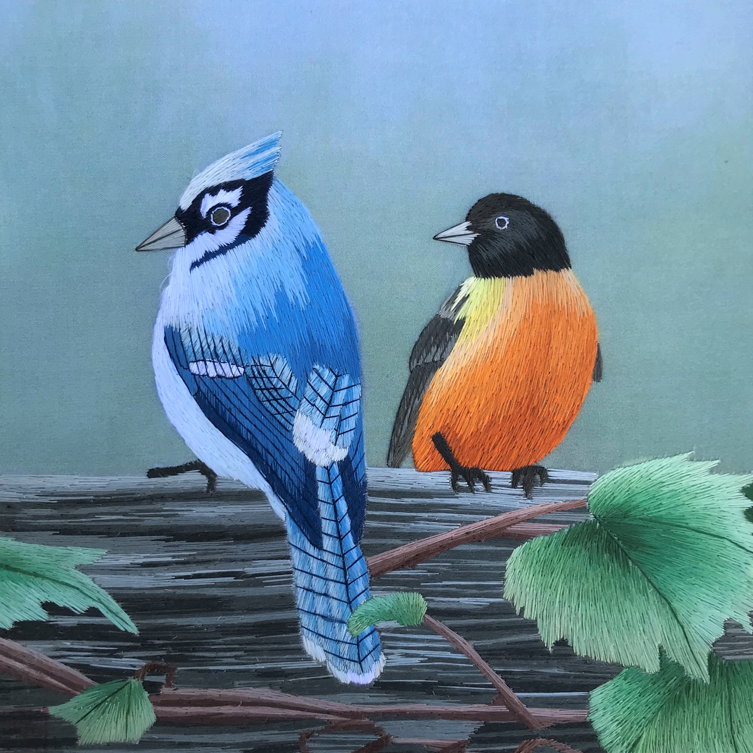 31216 blue jay and american goldfinch | silkart