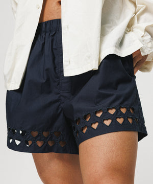Two Steps Hearts Lace Shorts - Midnight Navy – sombras