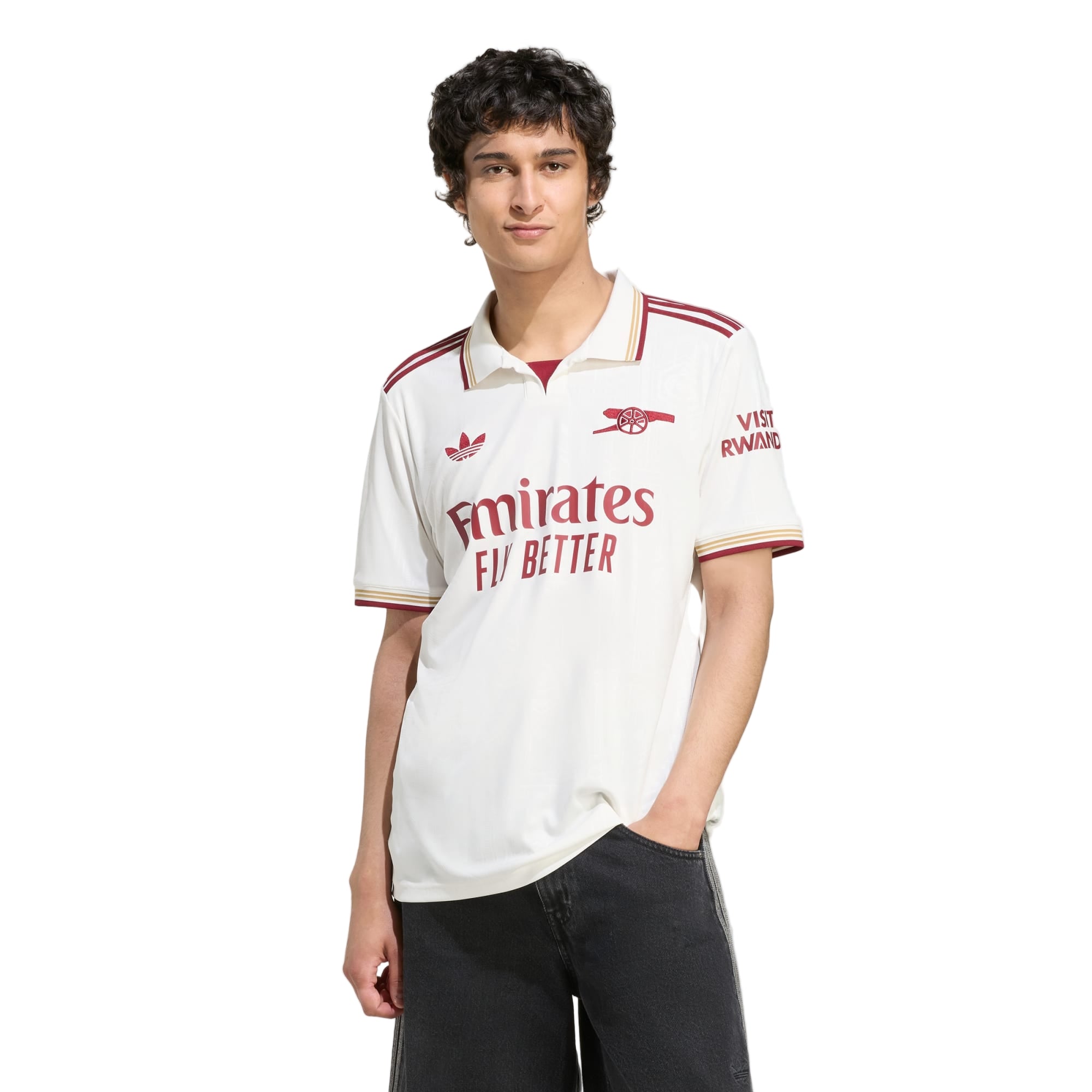 adidas Men's Arsenal FC Third Jersey 25/26 (White/Burgundy