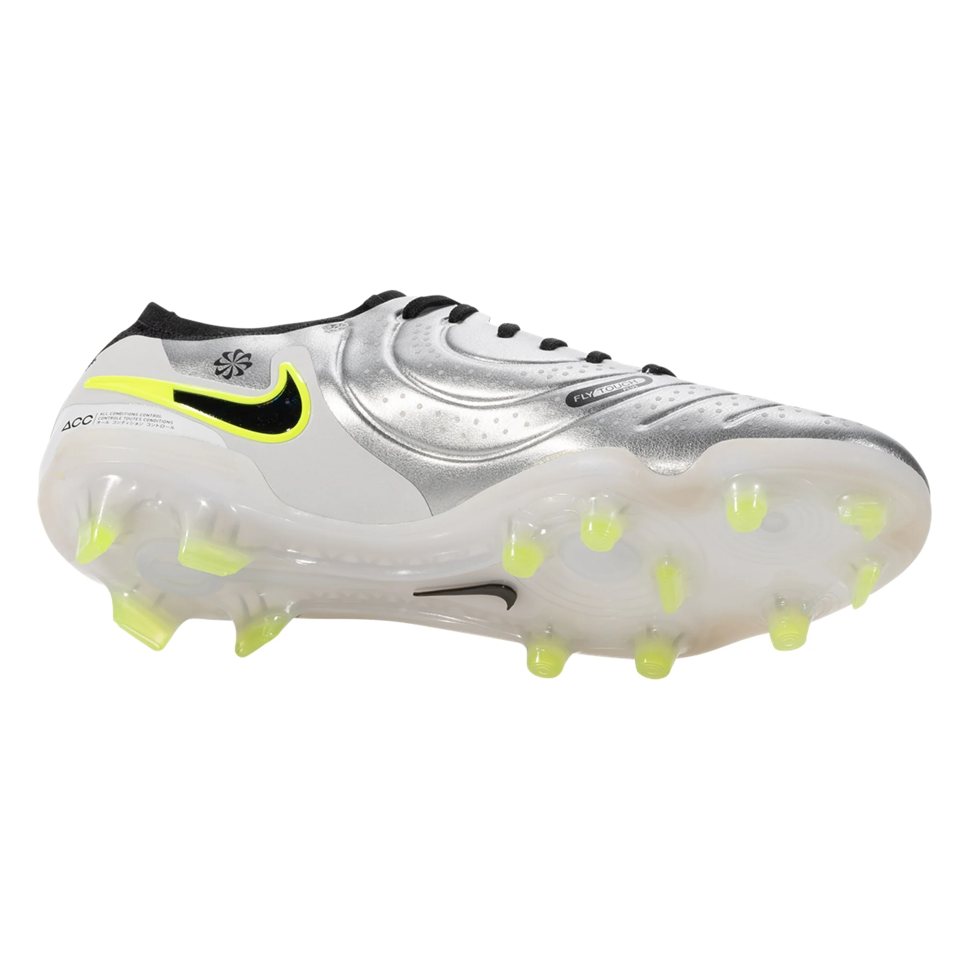 Nike Legend 10 Pro FG Soccer Cleats (Metallic Silver/Black-Volt