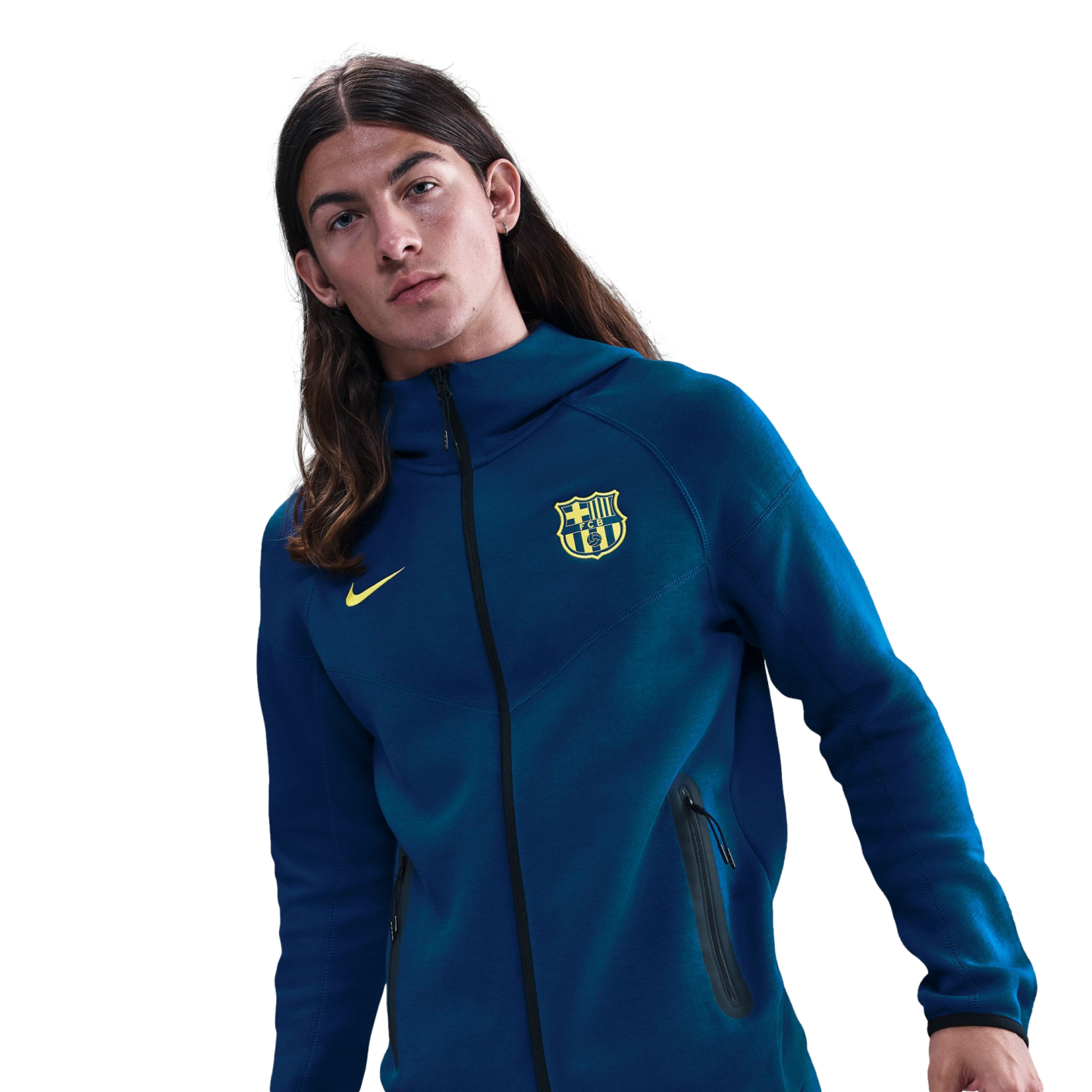 Nike Barcelona Tech Fleece SE Full Zip Hoodie Soccer FZ1274-432 Orange