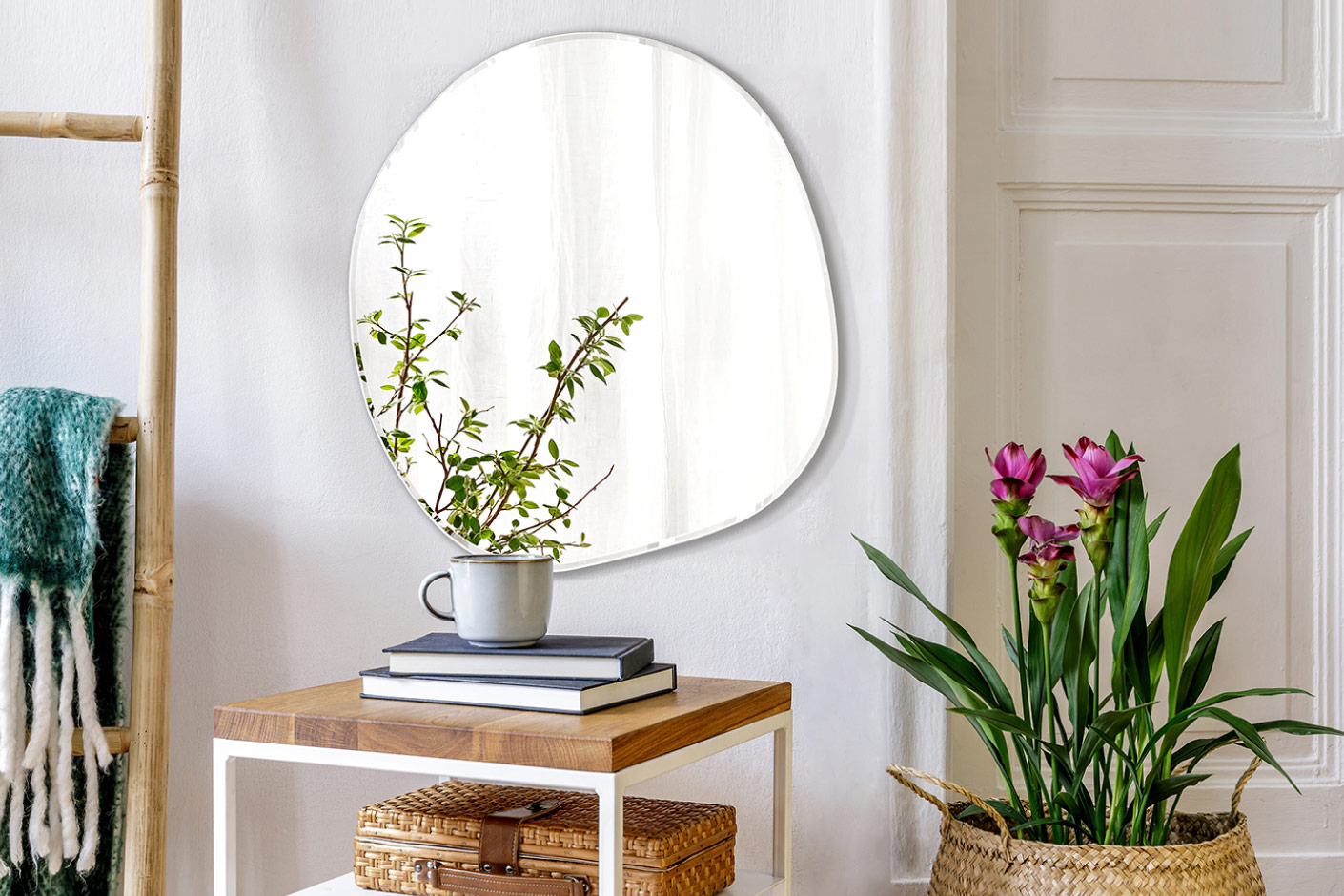 廃盤モデル 塩川光明堂 ウォールミラー HF-120 ダークブラウン 壁掛け