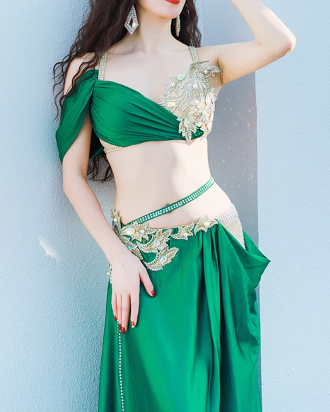 送料無料】 即納 ベリーダンス衣装 オリエンタル 初心者 セットアップ