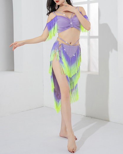 送料無料】即納 ベリーダンス 衣装 オリエンタル フリンジ ベリー