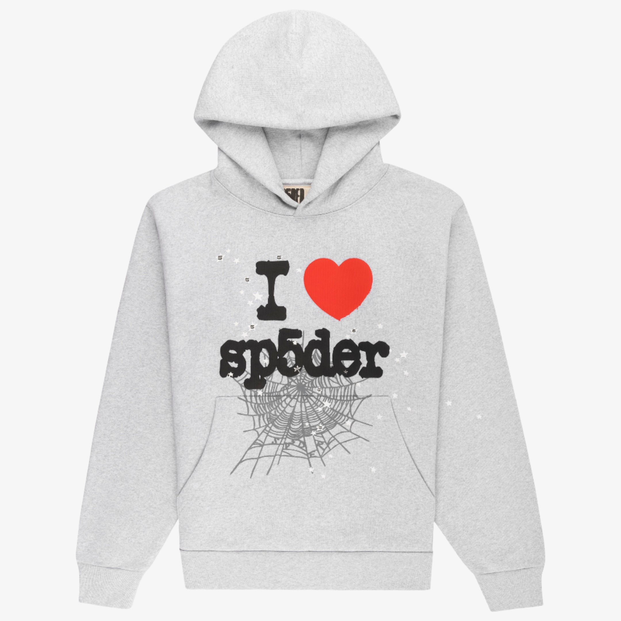 Sp5der 'Souvenir / I Love' Pullover Hoodie Heather Grey (FW24
