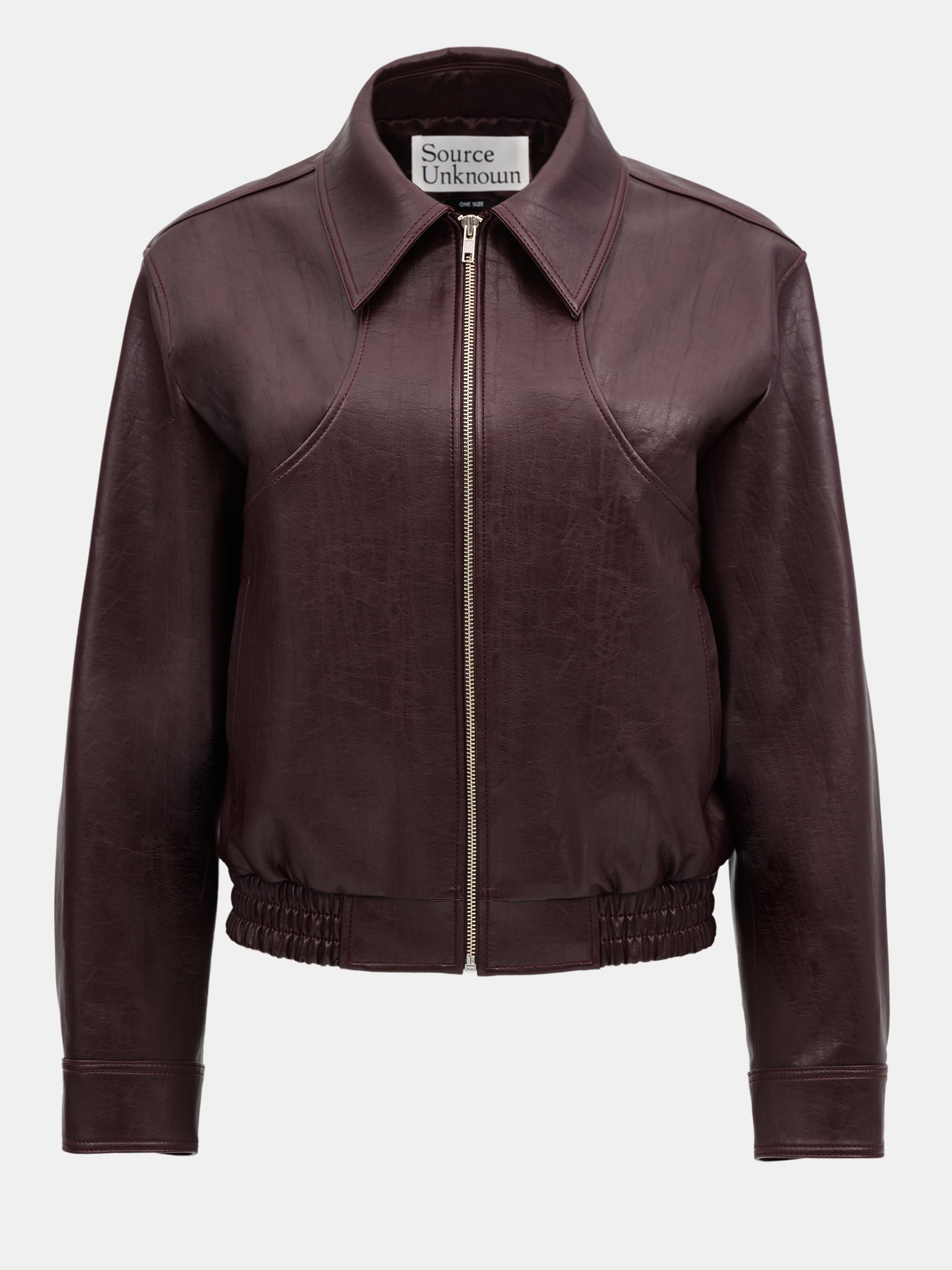 Ennio Faux-Leather Bomber Jacket, Mahogany – SourceUnknown