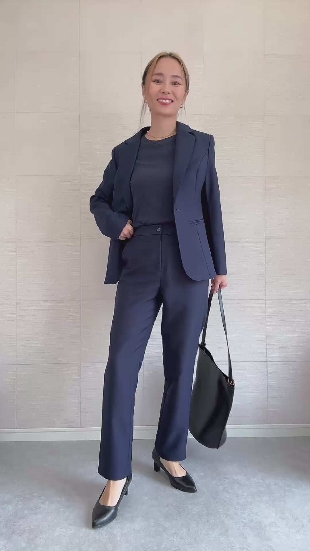 即日発送】ステッチジャケットリラックスパンツスーツ｜レディース