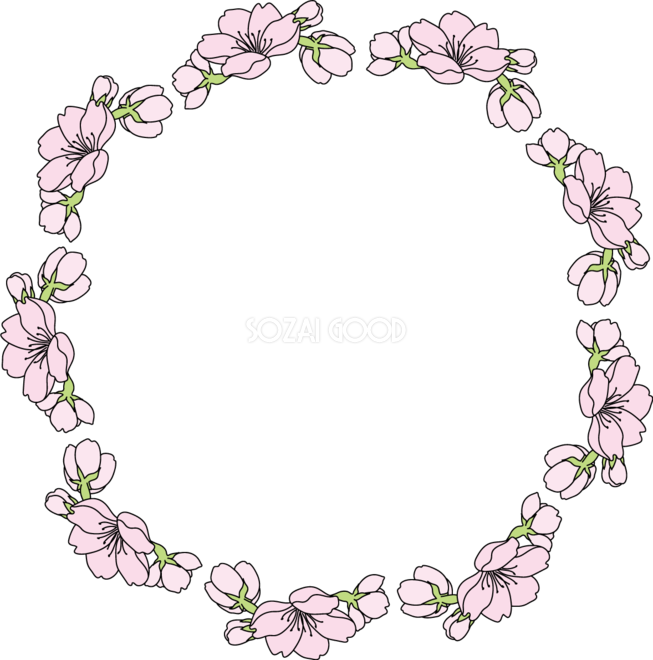 丸円の桜フレーム枠イラスト無料 フリー88349 | 素材Good