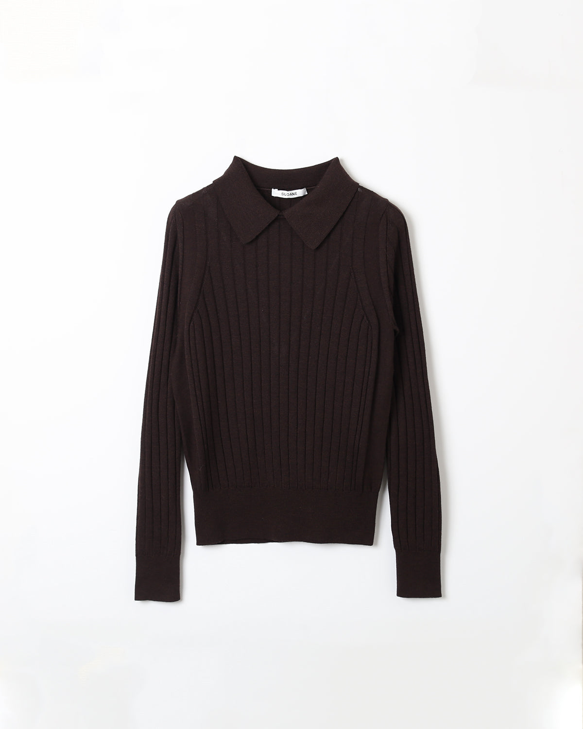 18Gワイドリブ エクストラファインメリノウール×シルク 襟付きプル