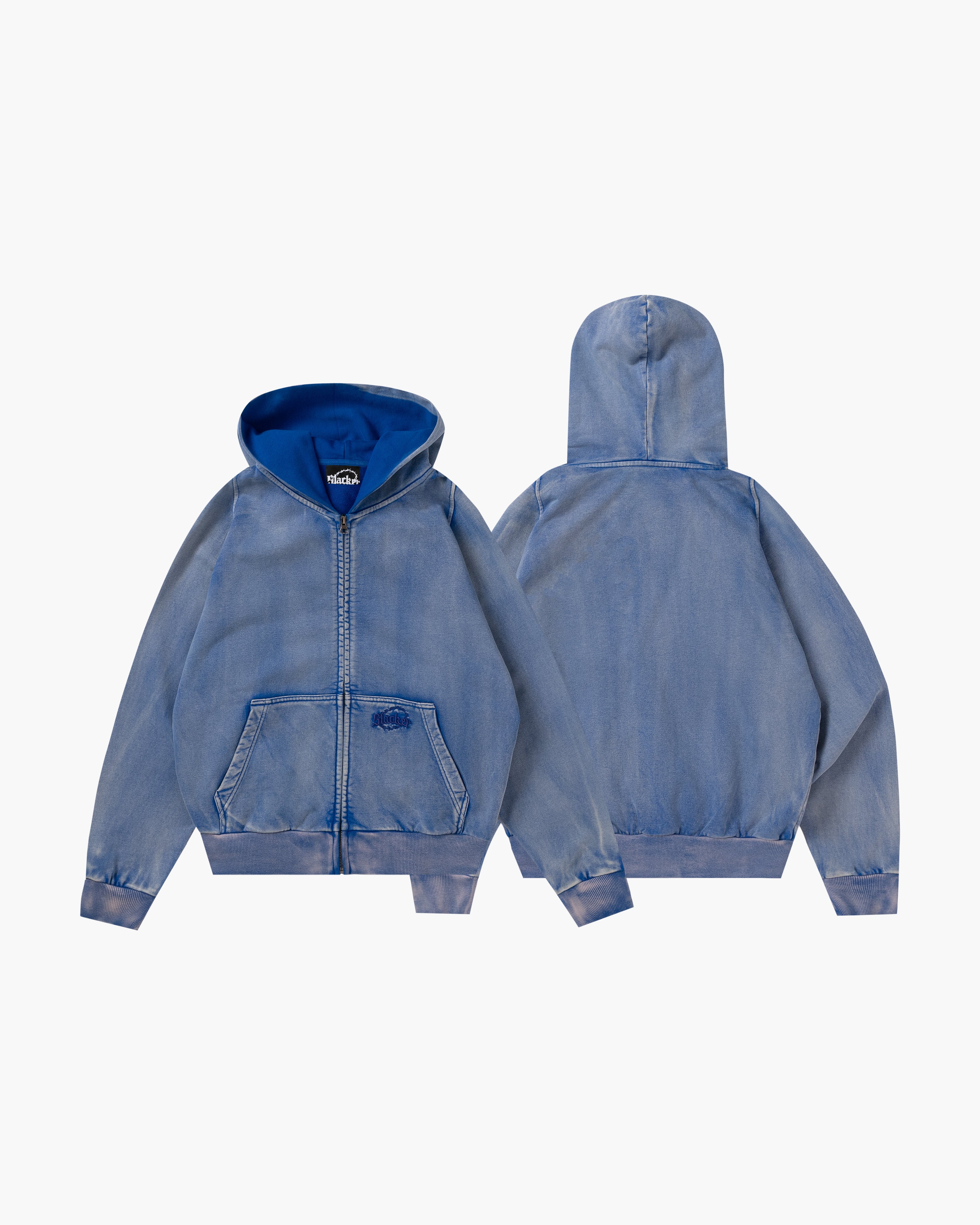 Acid Wash Zip Hoodie Blue – Slacker