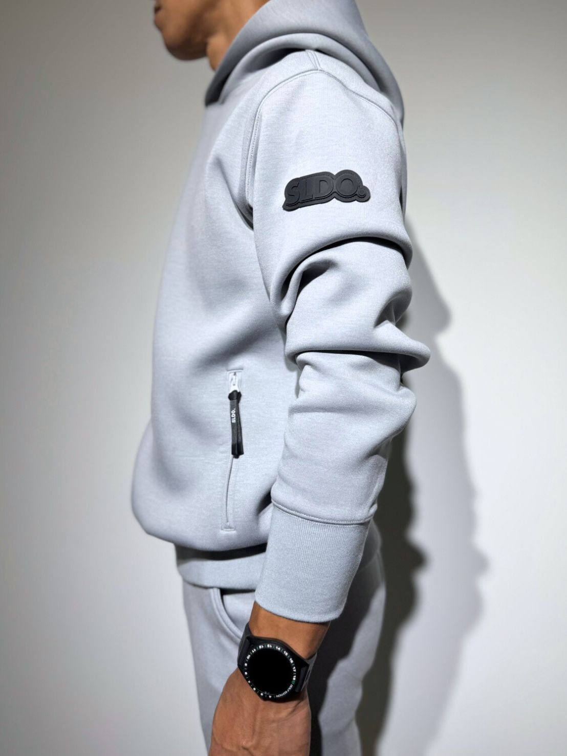 ライト ダブルニットフーディー SIDE 3D SHADOW LOGO/GRAY (UNISEX