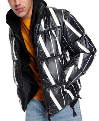 A|X Armani Exchange Men's Allover Logo Print Zip-Front Puffer