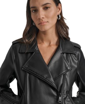 DKNY Jeans Women's Faux-Leather Moto Jacket - Macy's