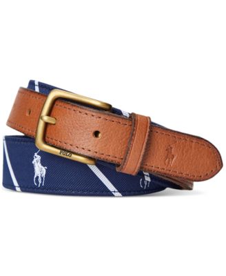 Polo Ralph Lauren Men's Leather-Trim Belt - Macy's