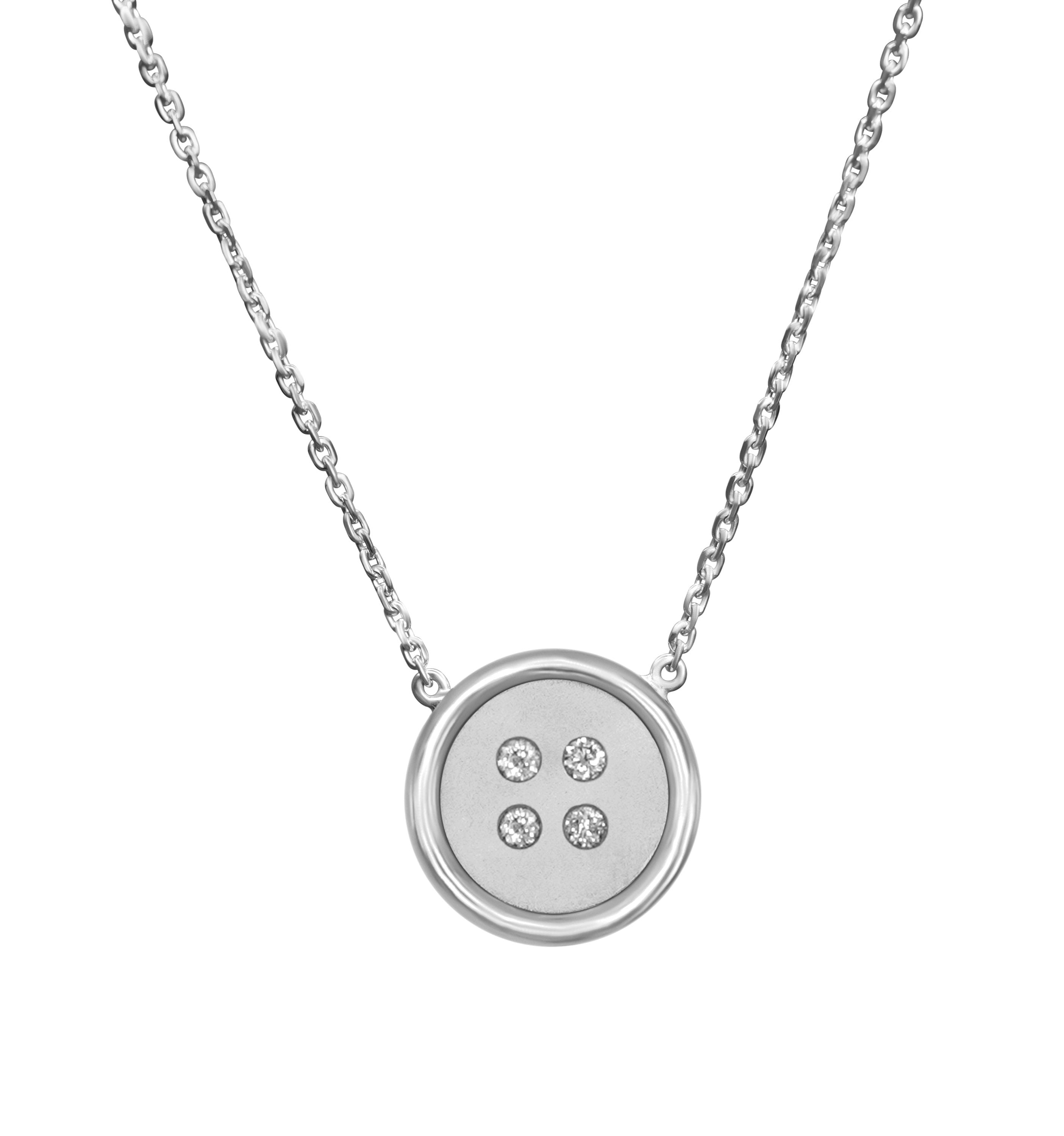 Small Sterling Silver Button Necklace With Diamonds – SLR Jewels Corp.