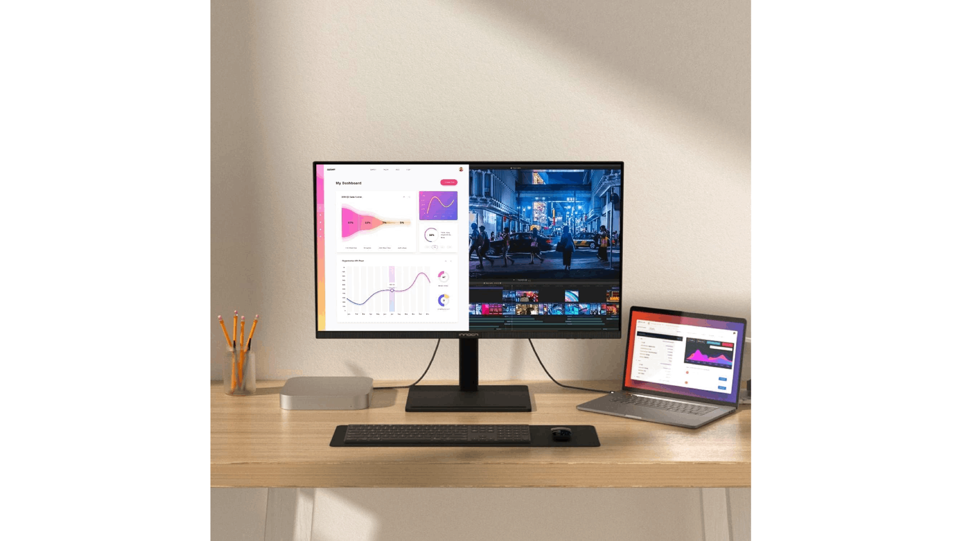 フレームレスデザインを採用したINNOCNの4Kモニター「28D1U」の9000円