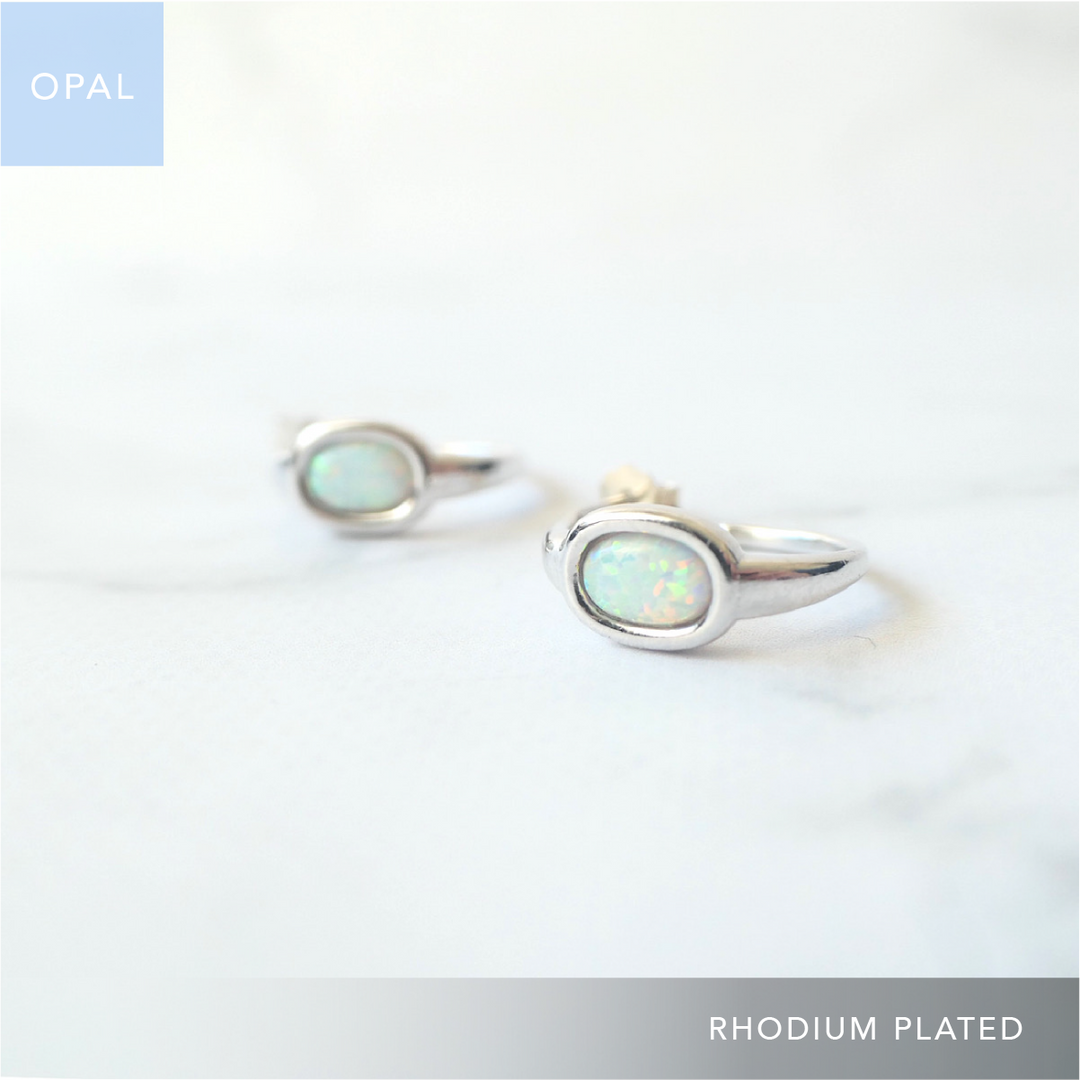 オーロラオパール フープ ピアス（シルバー925／ロジウムプレー