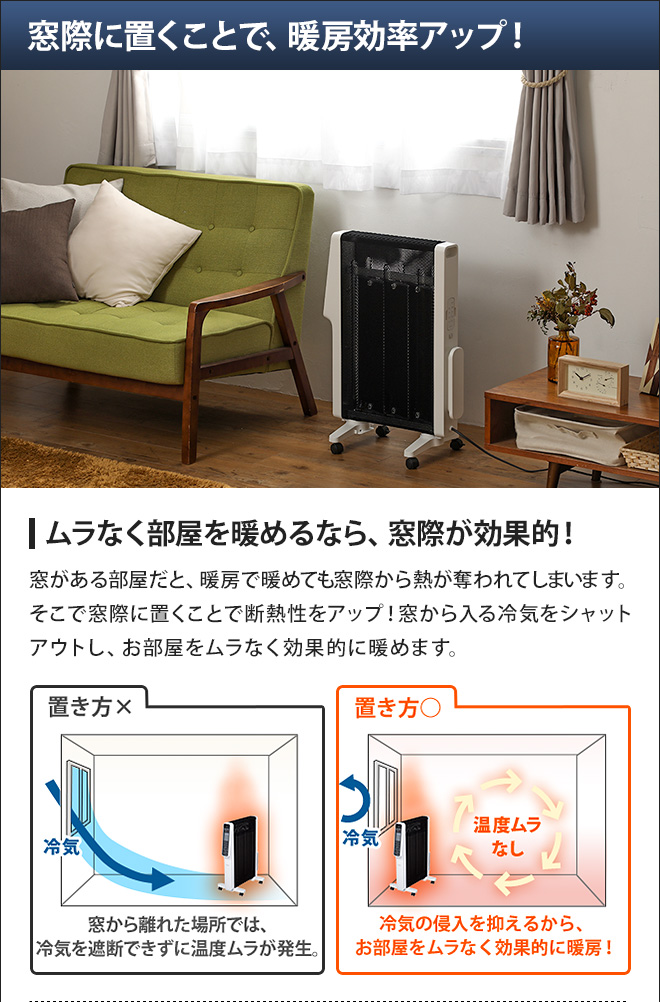 パネルヒーター siroca 遠赤軽量ヒーター かるポカ SN-M251-W