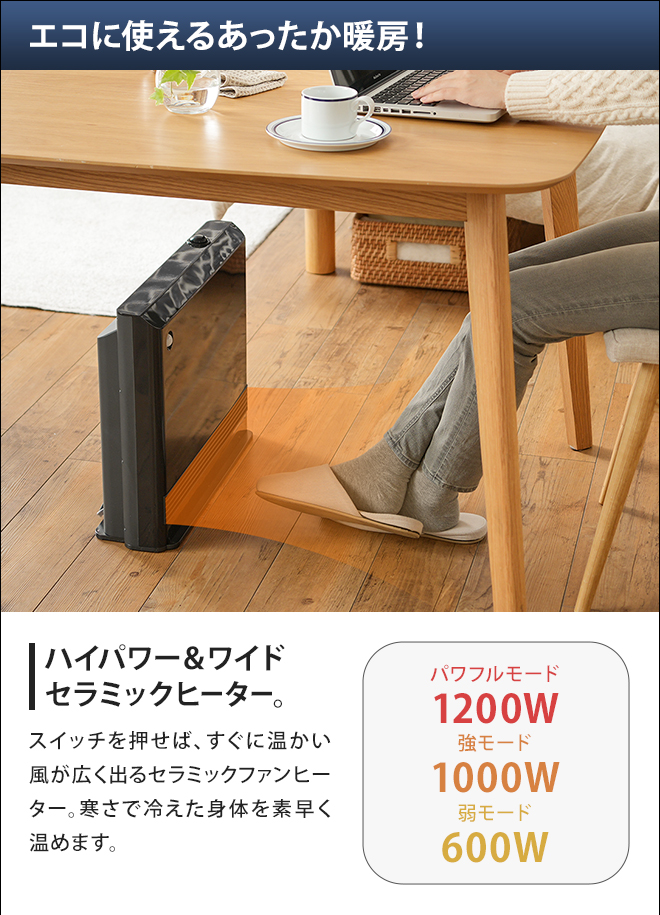 ファンヒーター 加湿器 人感/室温センサー付大風量加湿パネル