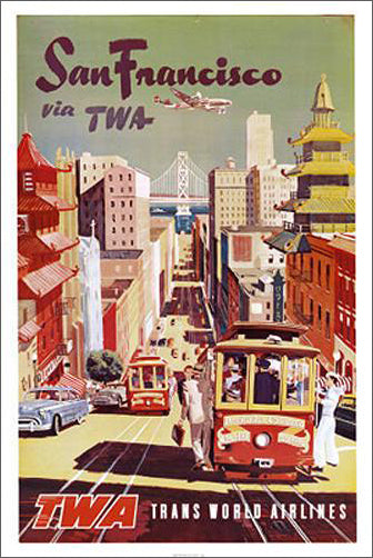 San Francisco Via TWA c.1950 Vintage Travel Poster 28x40 Gallery