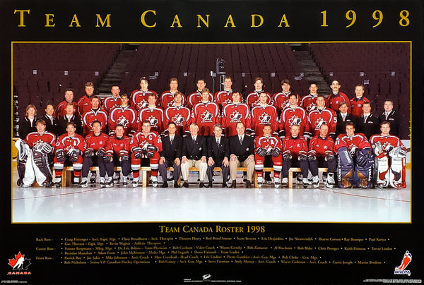 Team Canada Hockey 1998 Nagano Olympic Games Official Team Poster