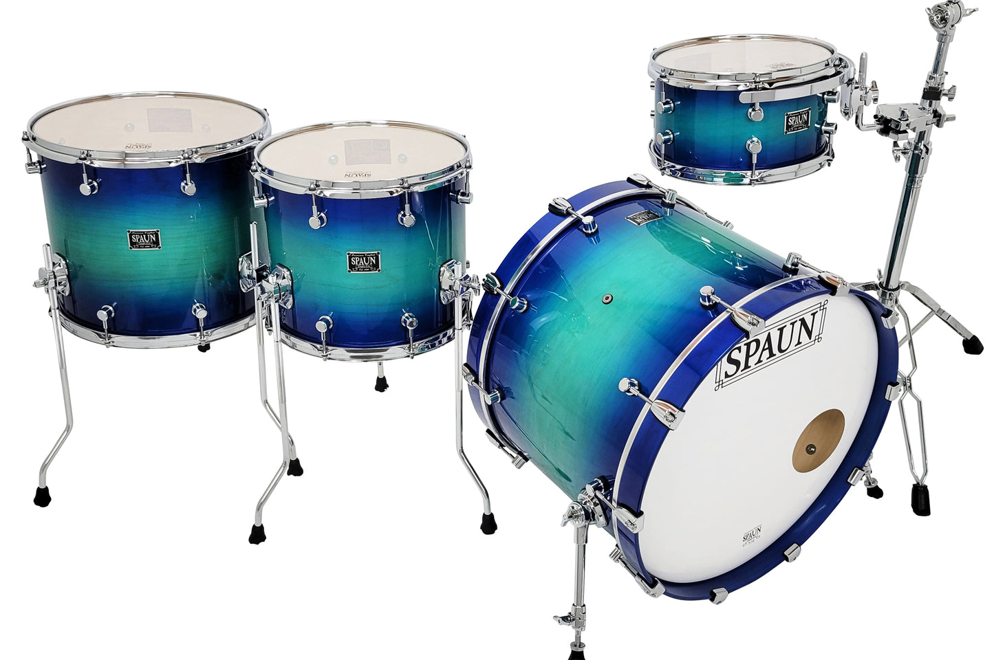 Custom 4pc Drum Kit-Royal Teal Burst | Spaun Drums – SPAUN