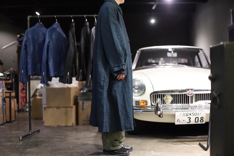 BLACK INDIGO LINEN COAT [ OUTIL ] - spares