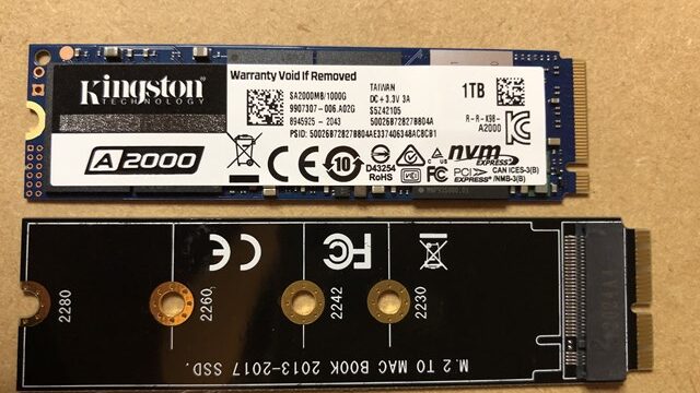 Mac Book Pro Early 2015（A1502）SSD交換 （Kingston SSD A20001T