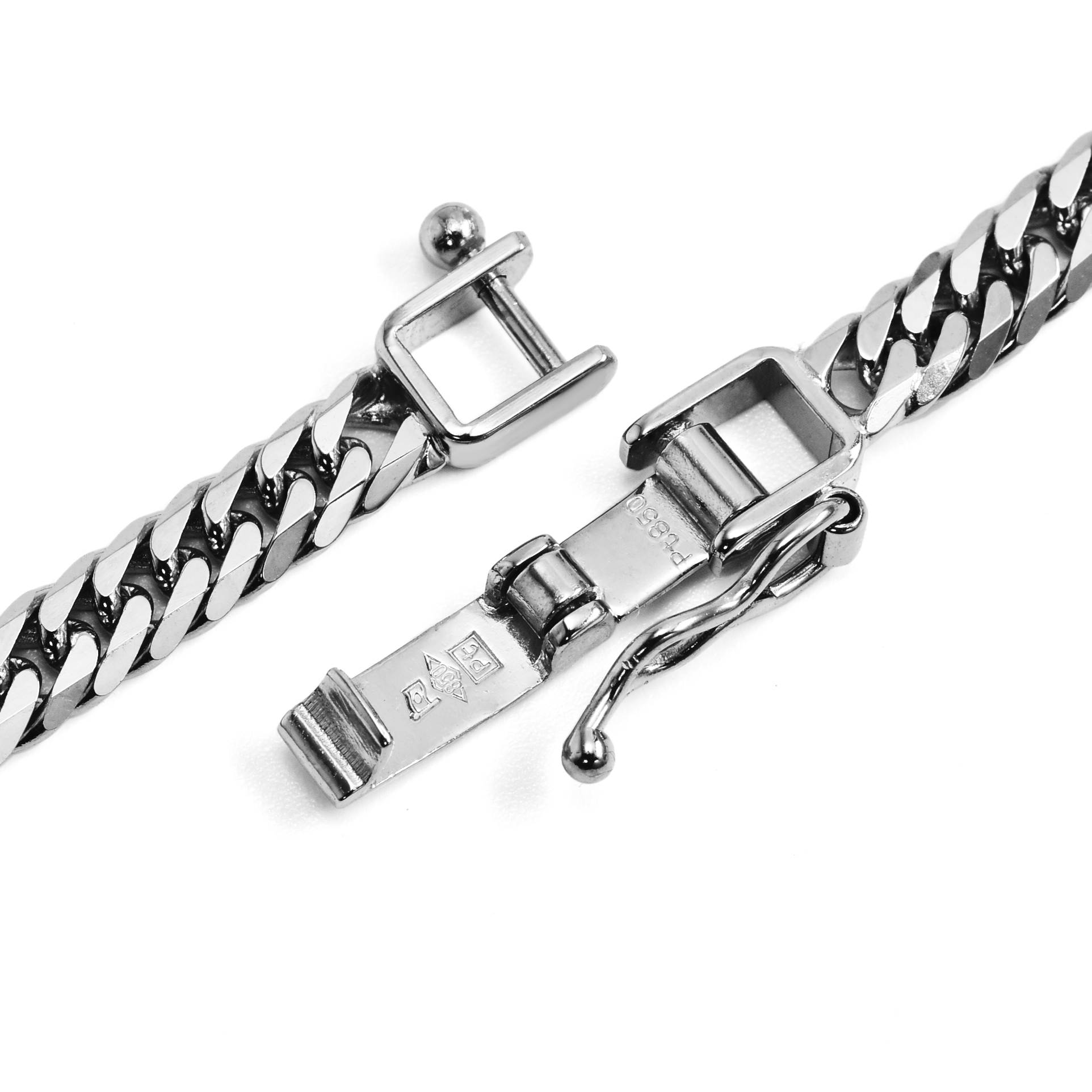 Pt850 プラチナ850 喜平ネックレス 6面ダブル 30g 50cm 3.9mm幅 中折れ