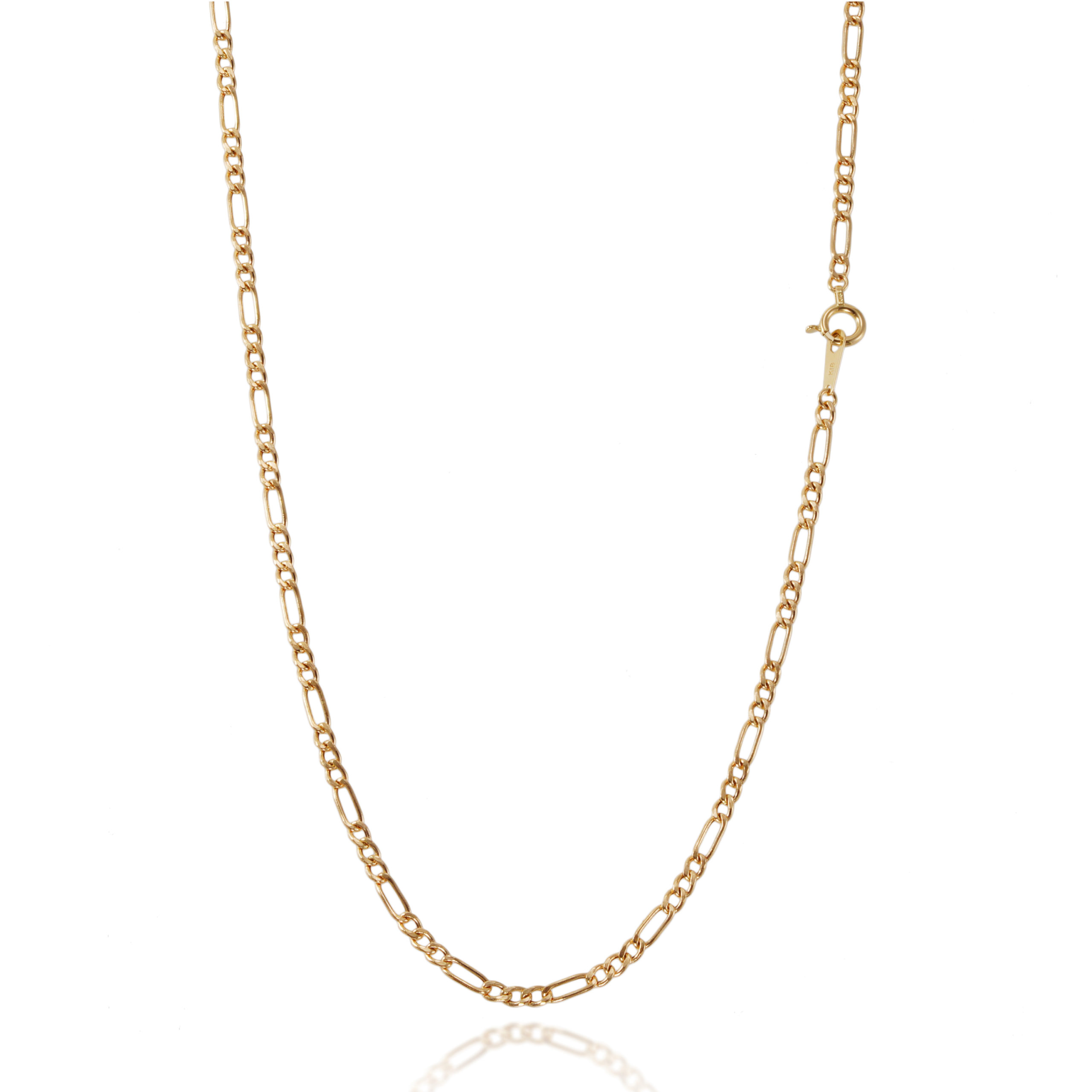 K18 18金 中空 フィガロチェーン ネックレス 2.3mm幅 38cm～80cm 引輪