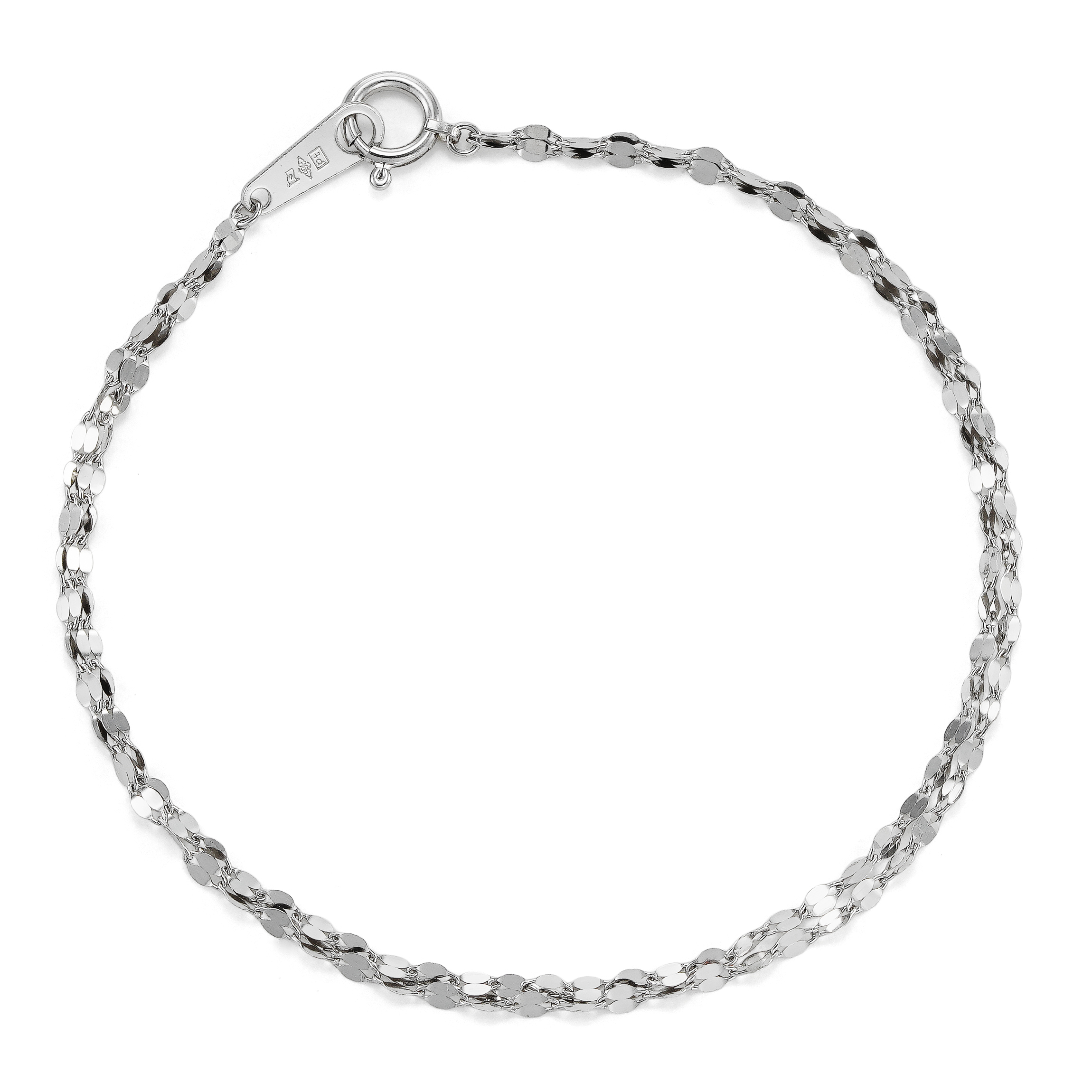 Pt999 純プラチナ ペタルチェーン 2連 ブレスレット 17cm 1.77mm幅×2