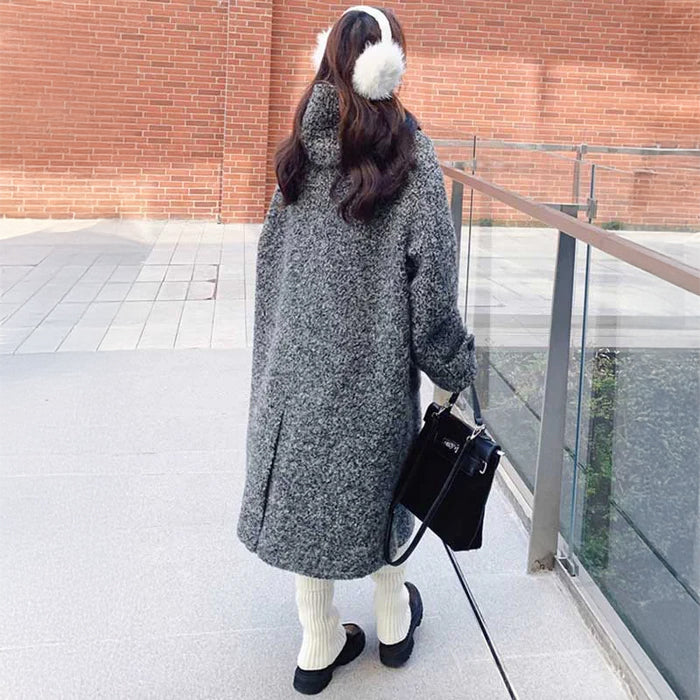 フード付きダッフルコート（灰）秋/冬 ダッフルで大人カジュアル