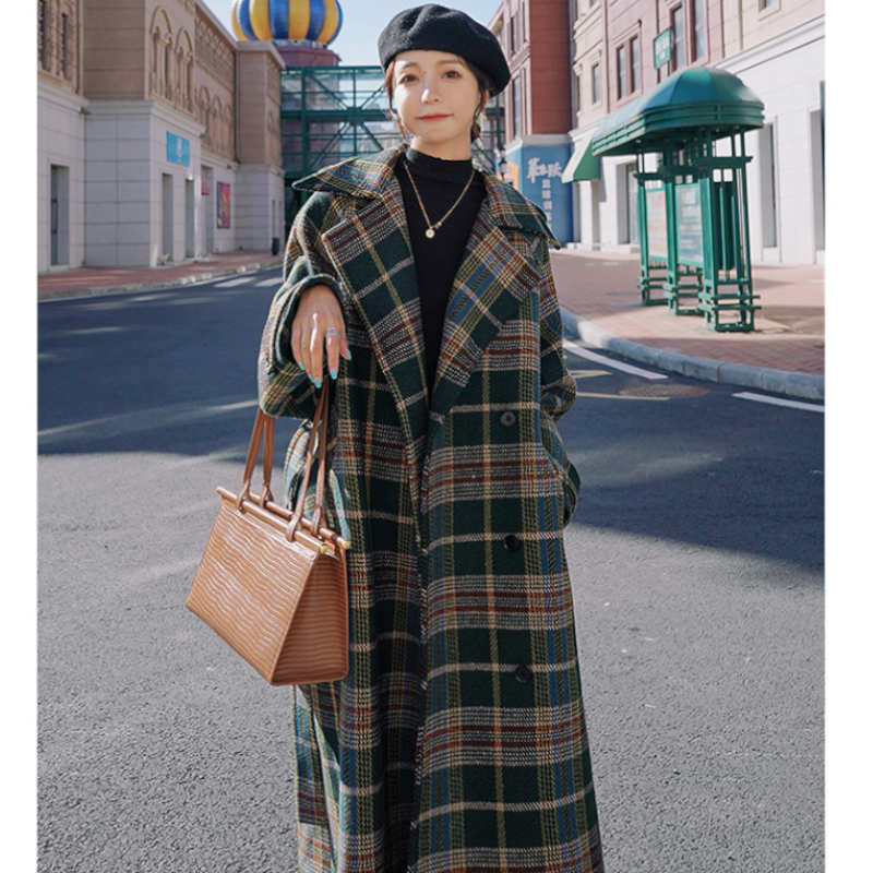 チェック柄オーバーロングコート