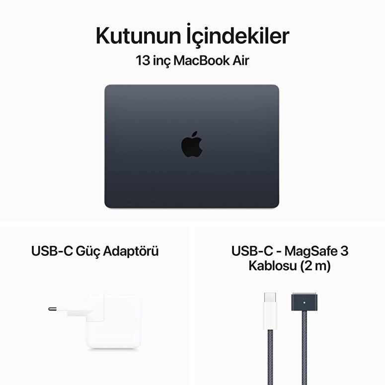 MacBook Air 13 inç M3 Çip 8CPU 10GPU 16GB Bellek 512GB SSD Gece