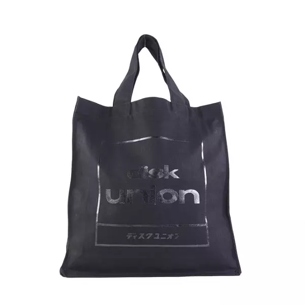 diskunion 四角ロゴトートバッグ (Black/Black)/TOTE BAG/トートバッグ