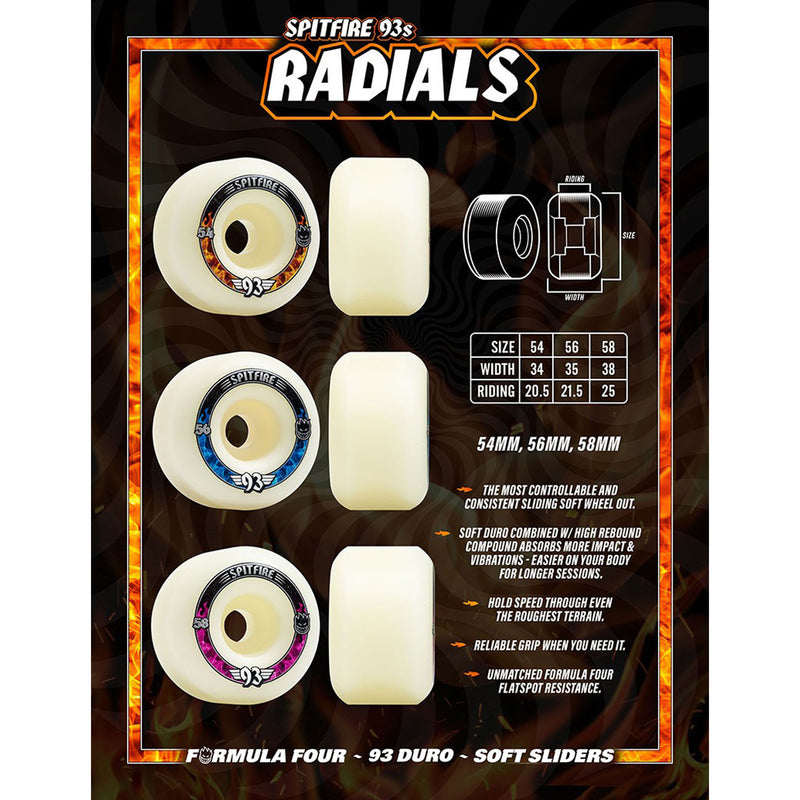 SPITFIRE FORMULA FOUR RADIALS 93D SOFT SLIDERS 58mm 【 スピット