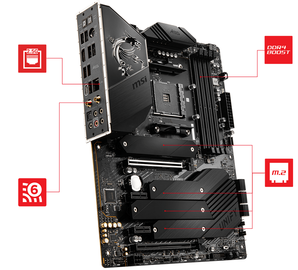 MSI MEG B550 UNIFY AMD AM4 DDR4 CF M.2 USB 3.2 Gen 2 Wi-Fi 6 HDMI