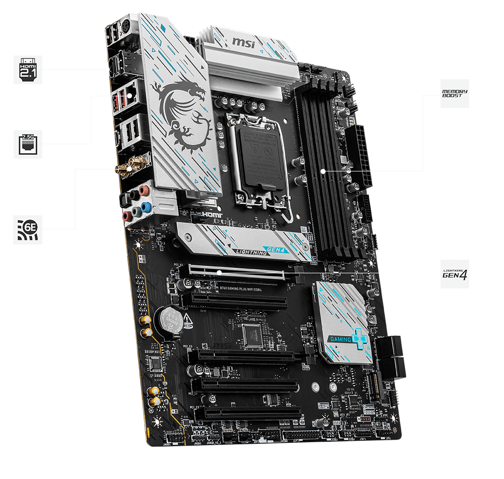 MSI B760 GAMING PLUS WIFI DDR4, ATX - Intel 14th/13th/12th Gen