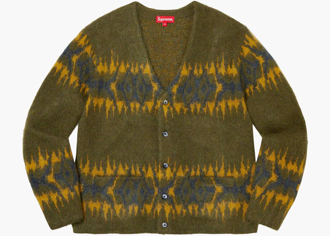 Supreme Abstract Stripe Cardigan Olive | Hype Clothinga