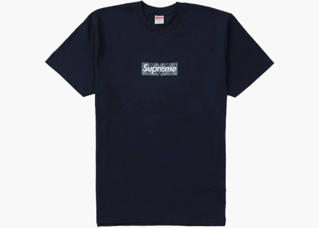 Supreme Box Logo Bandana T-shirt Navy | Hype Clothinga